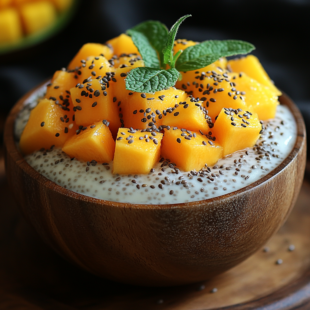 Chia Seed Pudding with Coconut Milk and Mango