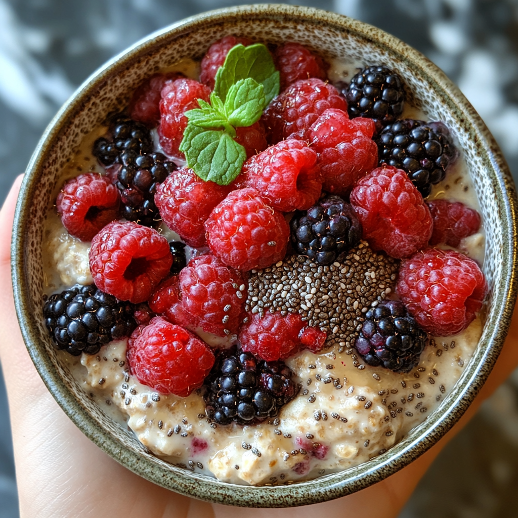 Overnight Oats with Chia Seeds and Berries